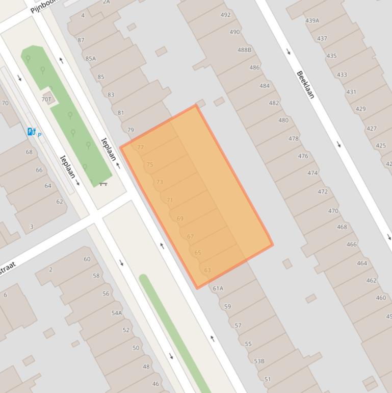 Kaart van postcodegebied 2565LG.