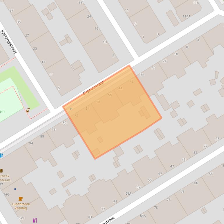 Kaart van postcodegebied 2565LW.