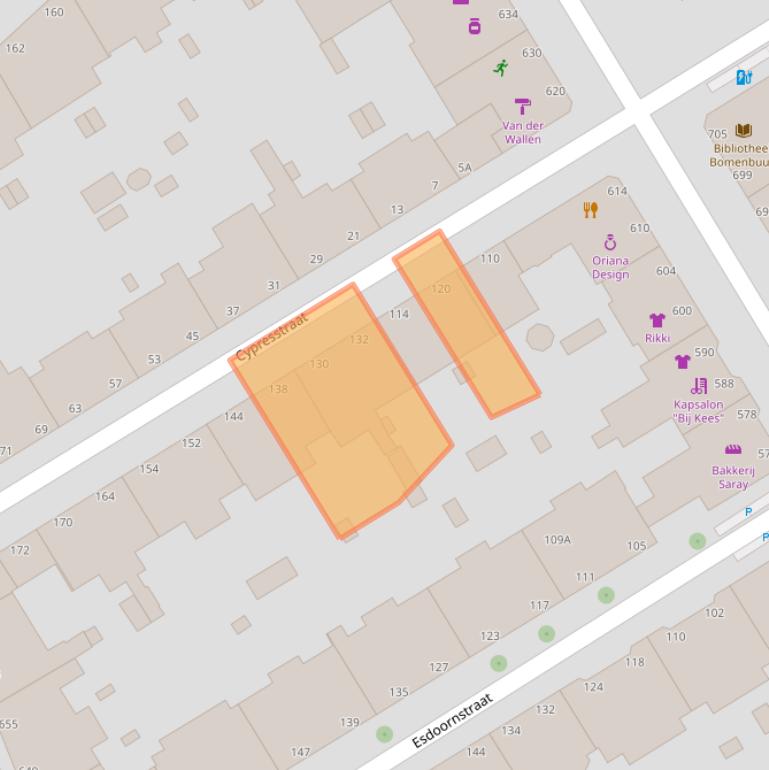 Kaart van postcodegebied 2565LZ.