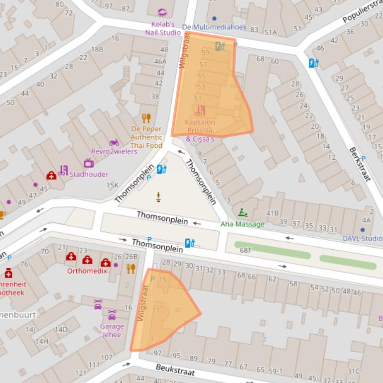 Kaart van postcodegebied 2565MB.