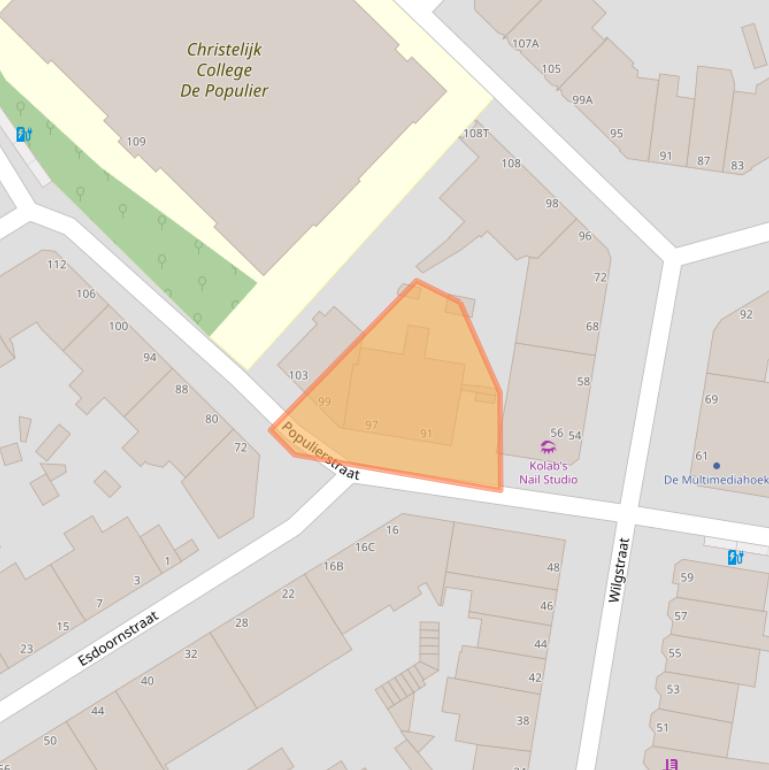 Kaart van postcodegebied 2565MJ.