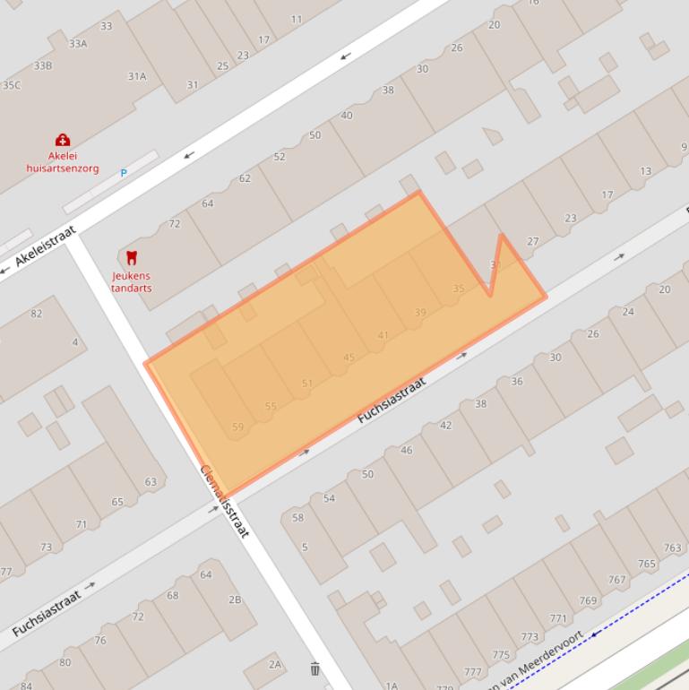 Kaart van postcodegebied 2565PL.