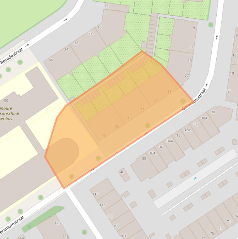 Kaart van postcodegebied 2565SC.