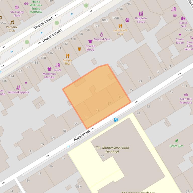 Kaart van postcodegebied 2565XM.