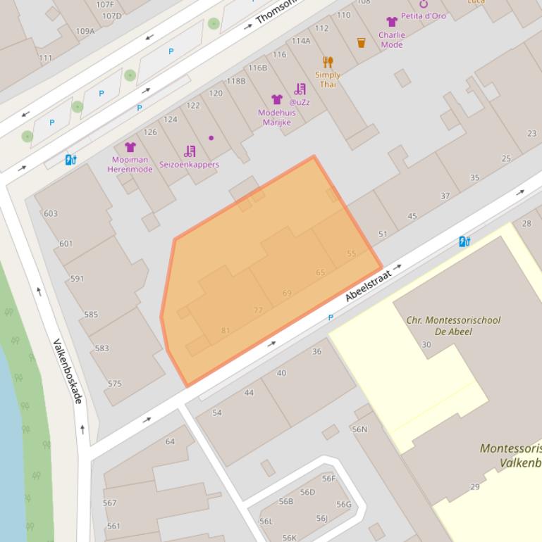 Kaart van postcodegebied 2565XN.