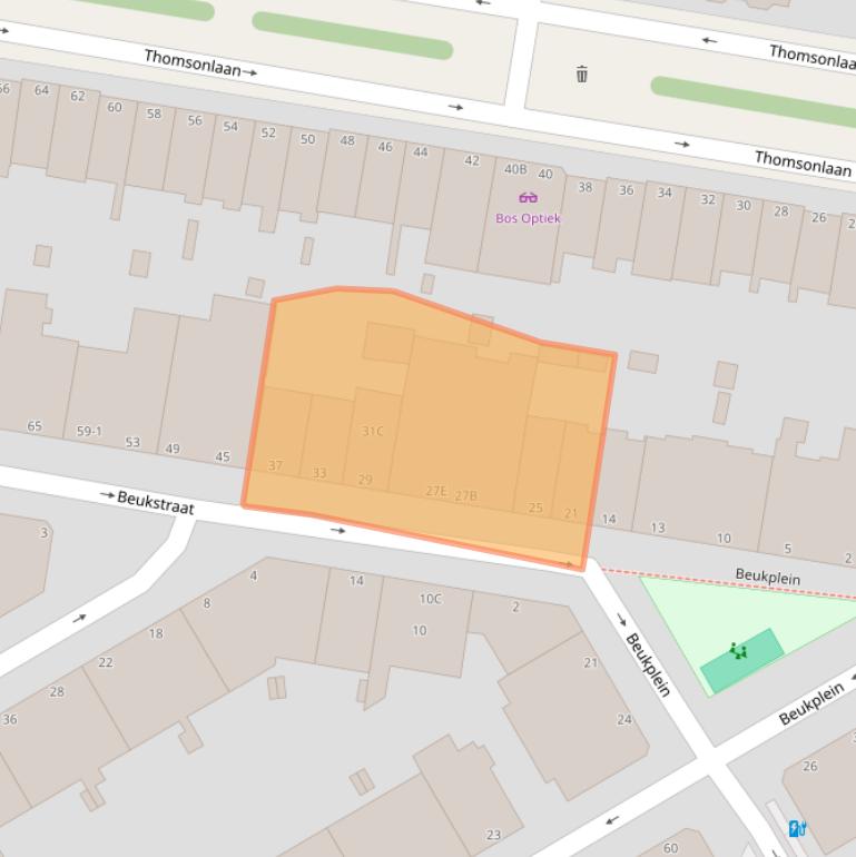 Kaart van postcodegebied 2565XT.