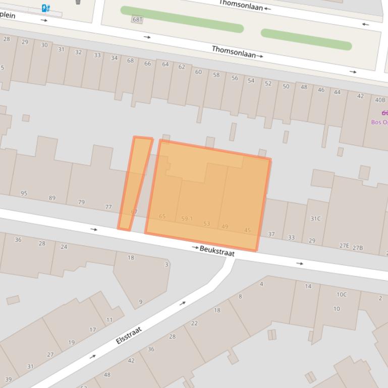 Kaart van postcodegebied 2565XV.