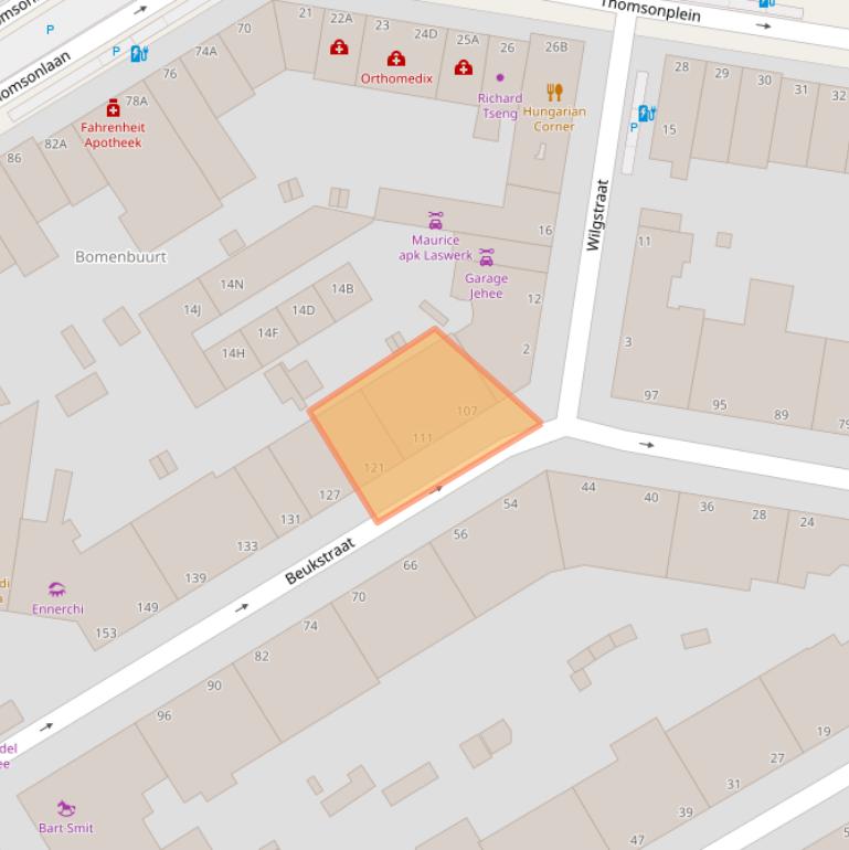 Kaart van postcodegebied 2565XX.