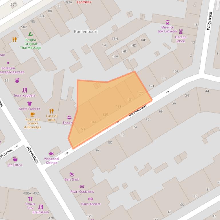 Kaart van postcodegebied 2565XZ.