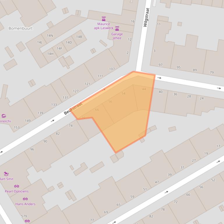 Kaart van postcodegebied 2565ZC.