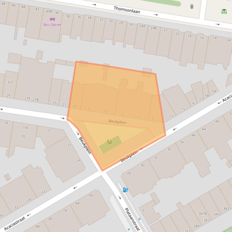 Kaart van postcodegebied 2565ZE.