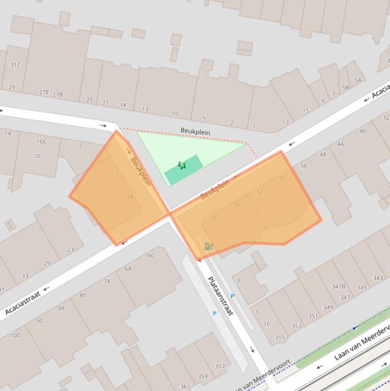 Kaart van postcodegebied 2565ZG.