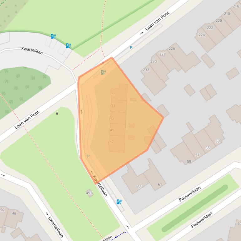 Kaart van postcodegebied 2566DV.