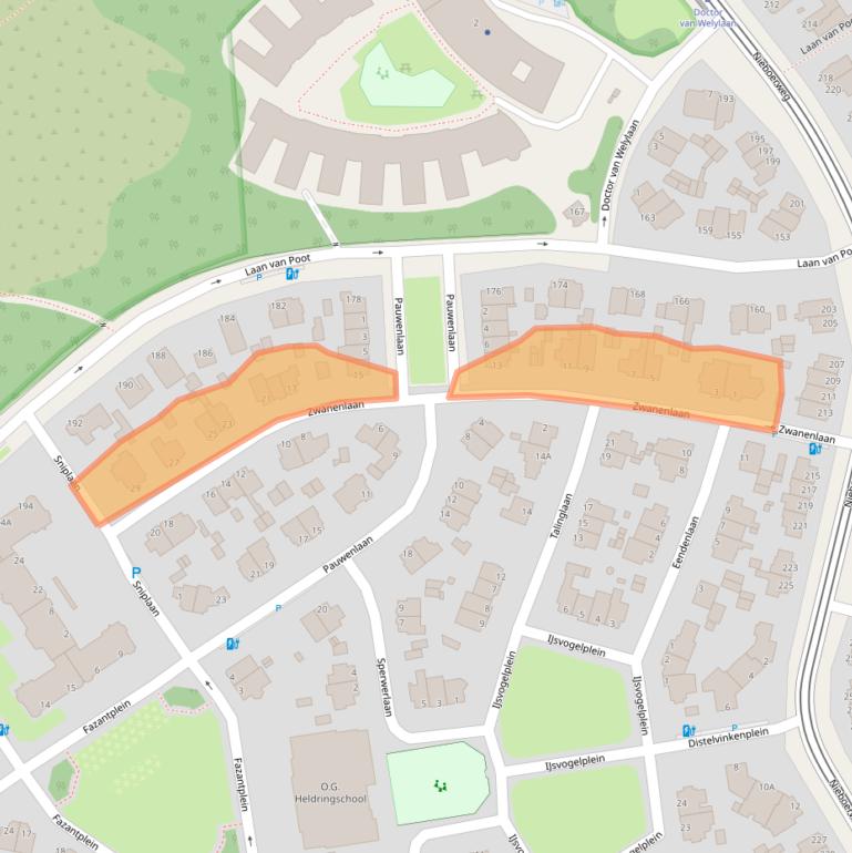 Kaart van postcodegebied 2566EL.