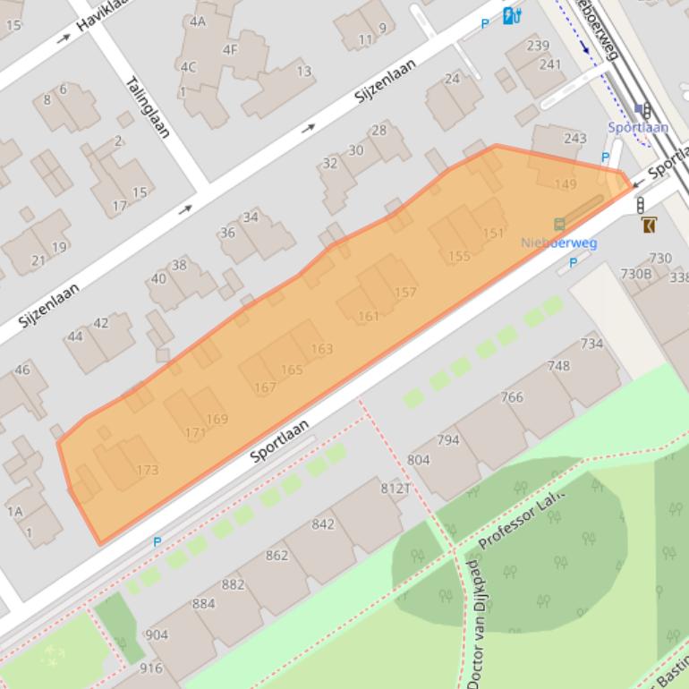 Kaart van postcodegebied 2566KA.