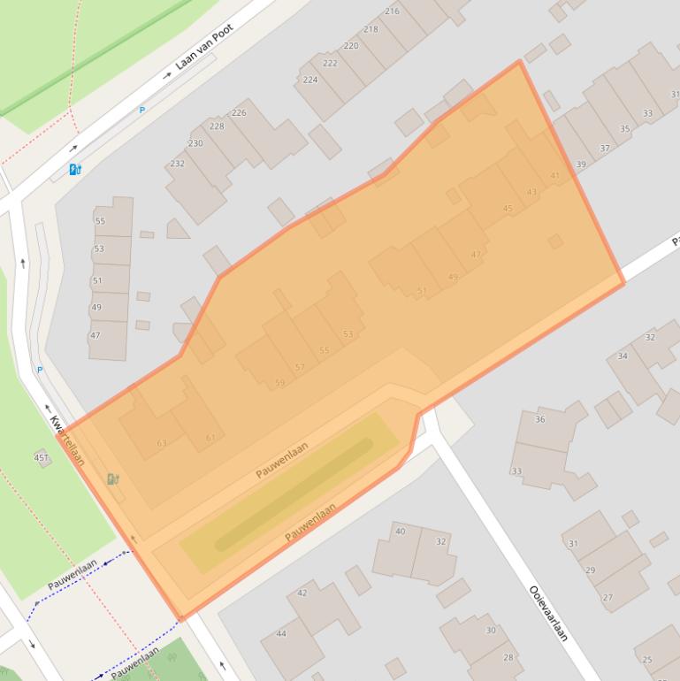 Kaart van postcodegebied 2566TC.