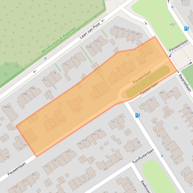 Kaart van postcodegebied 2566TD.