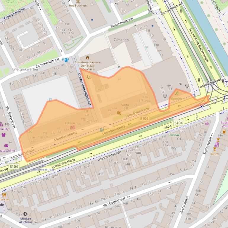 Kaart van postcodegebied 2571AA.