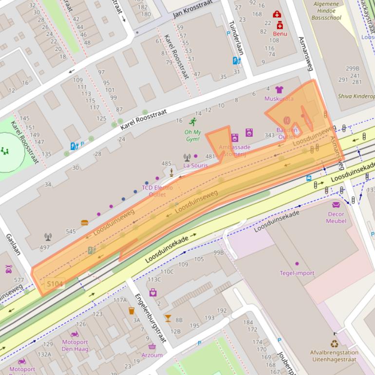 Kaart van postcodegebied 2571AE.