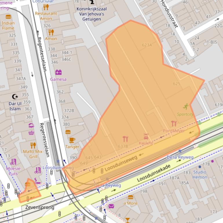 Kaart van postcodegebied 2571AK.