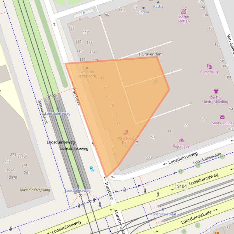 Kaart van postcodegebied 2571DA.