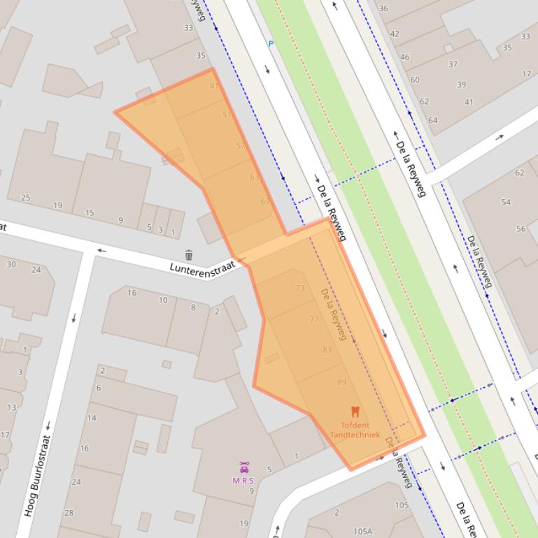 Kaart van postcodegebied 2571EB.