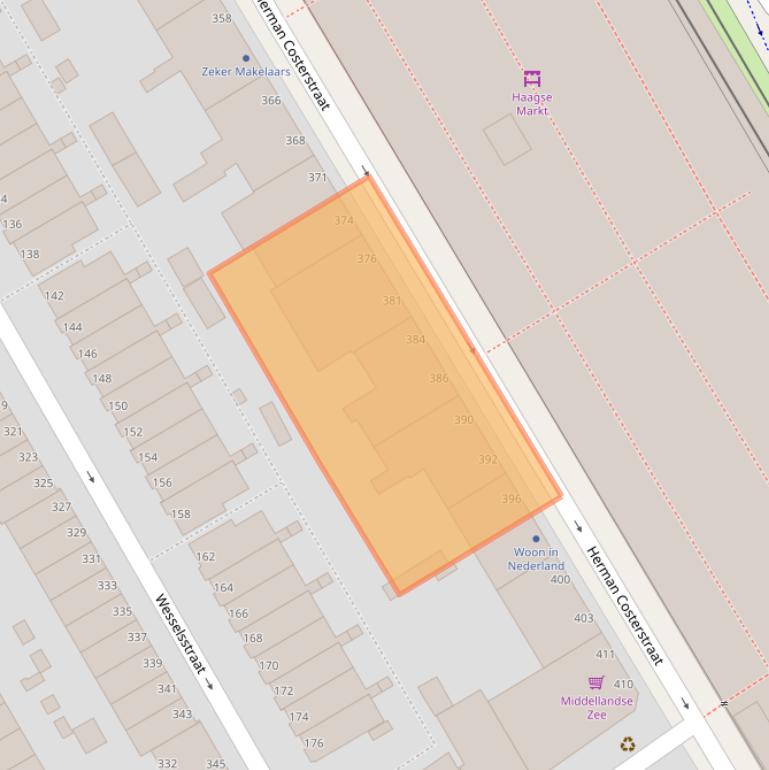 Kaart van postcodegebied 2571PN.