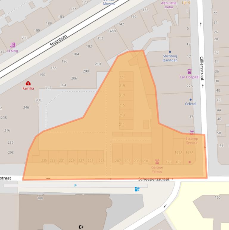 Kaart van postcodegebied 2572AJ.