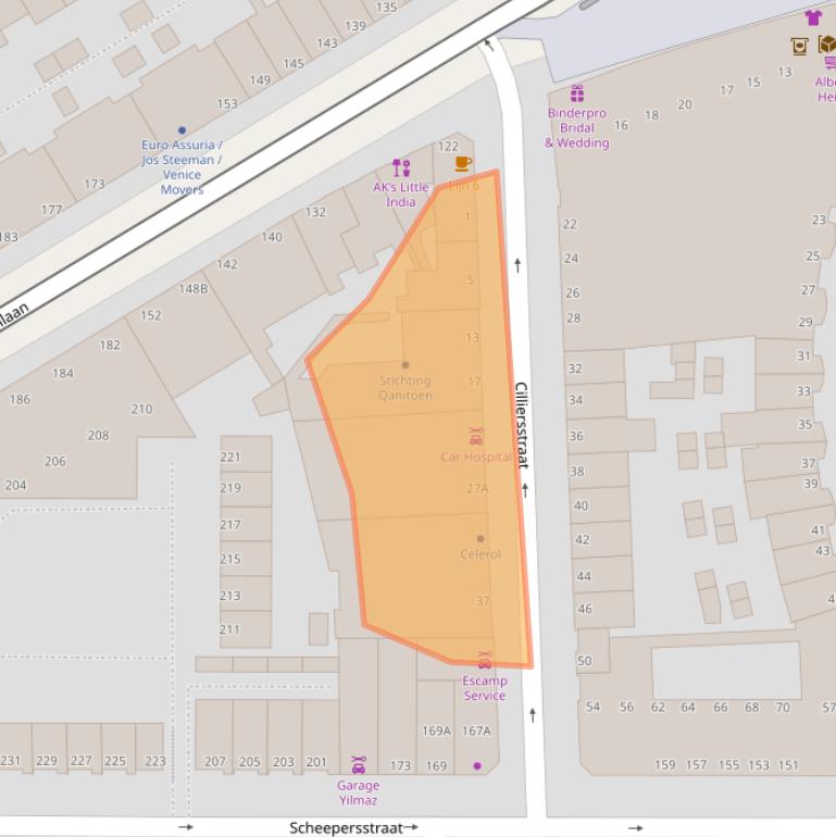 Kaart van postcodegebied 2572AS.