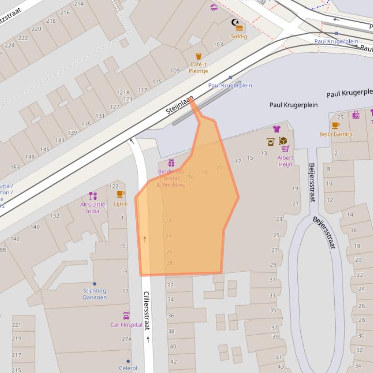 Kaart van postcodegebied 2572AT.