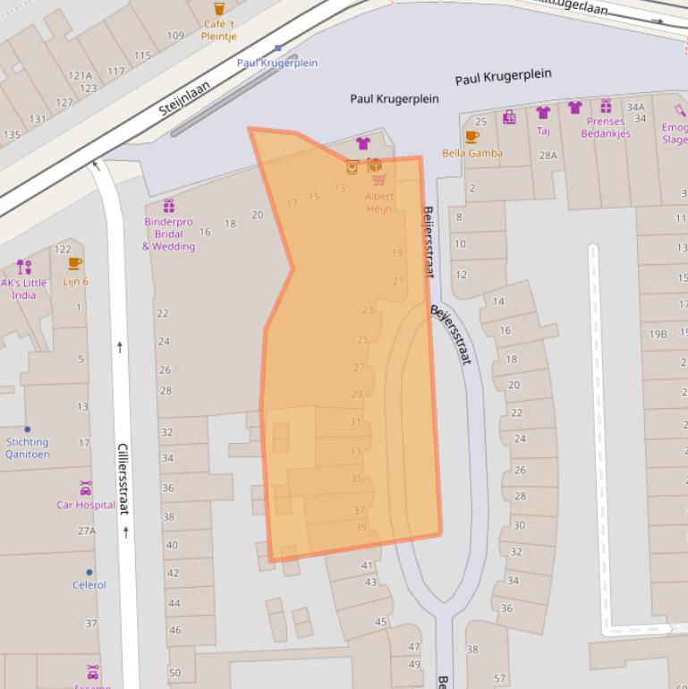 Kaart van postcodegebied 2572BB.