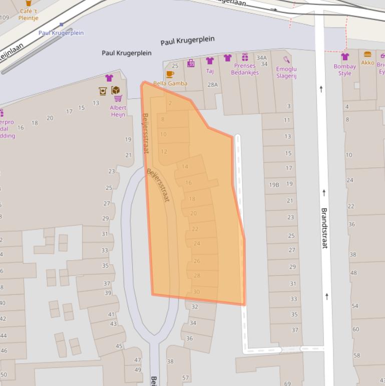 Kaart van postcodegebied 2572BE.