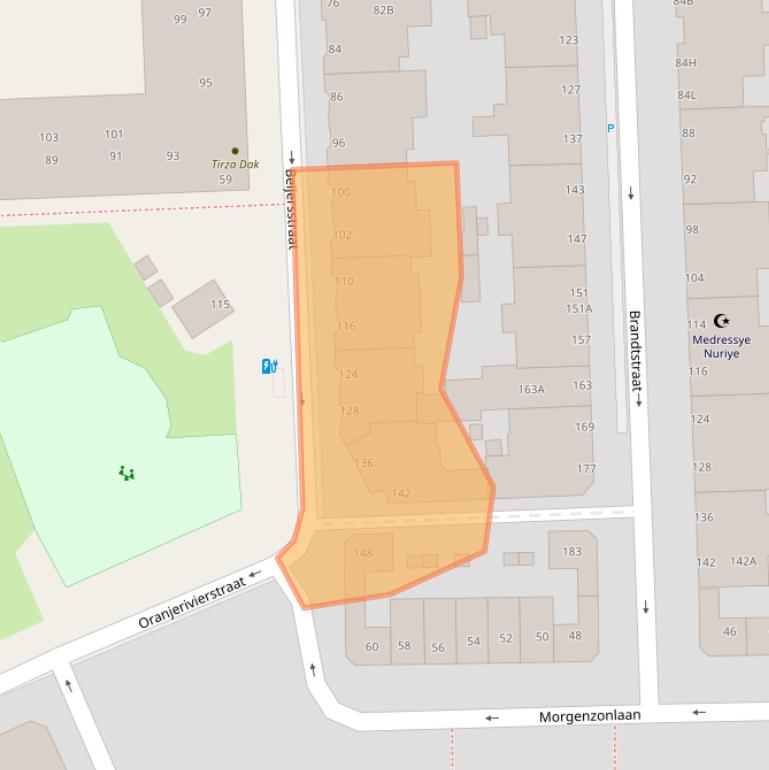 Kaart van postcodegebied 2572BJ.