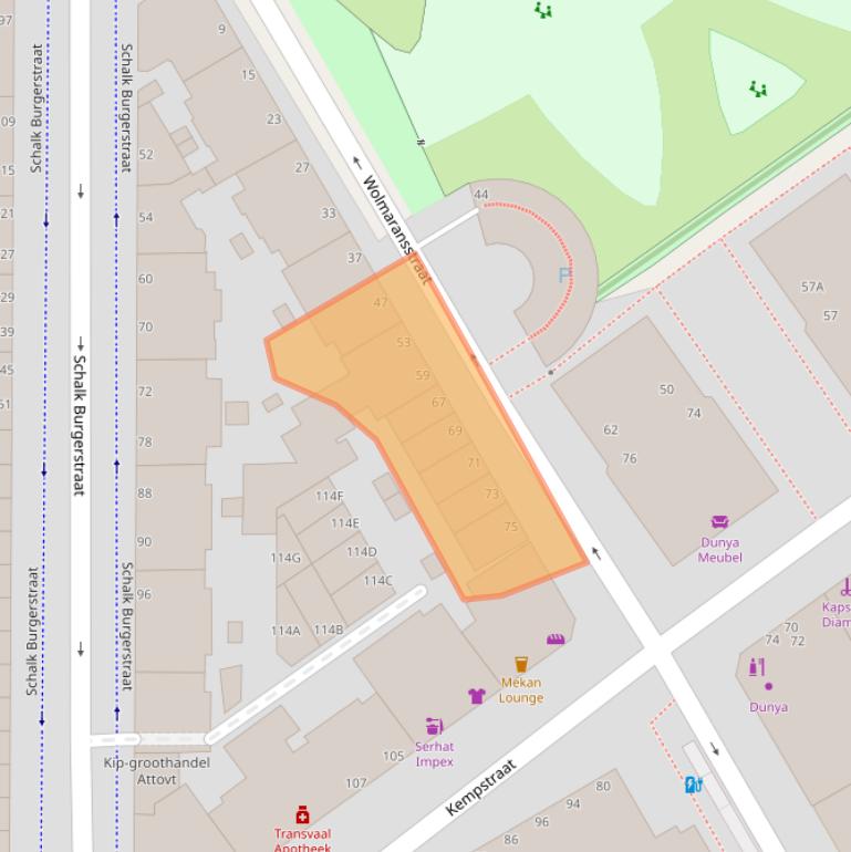 Kaart van postcodegebied 2572EB.