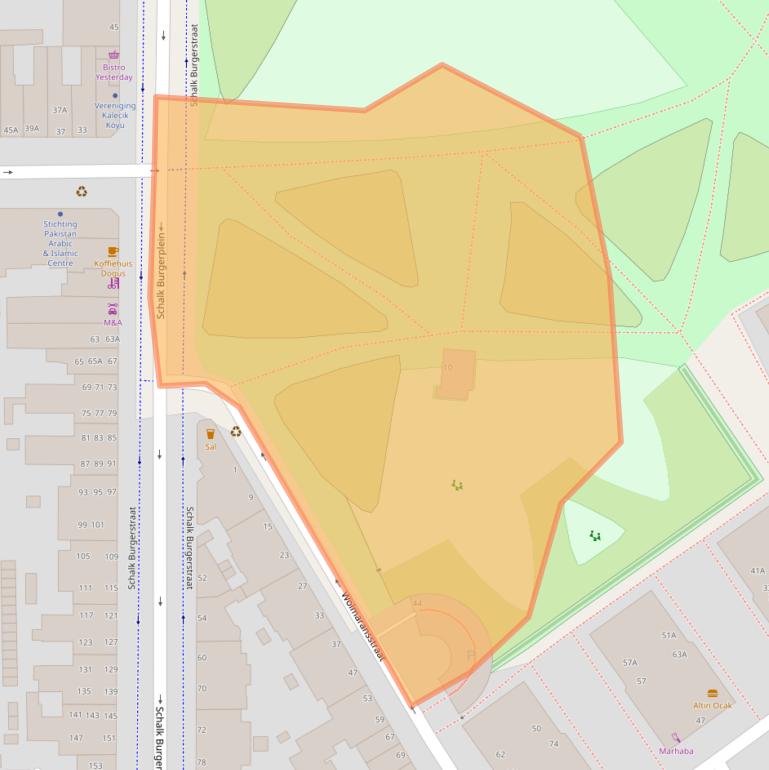 Kaart van postcodegebied 2572EK.