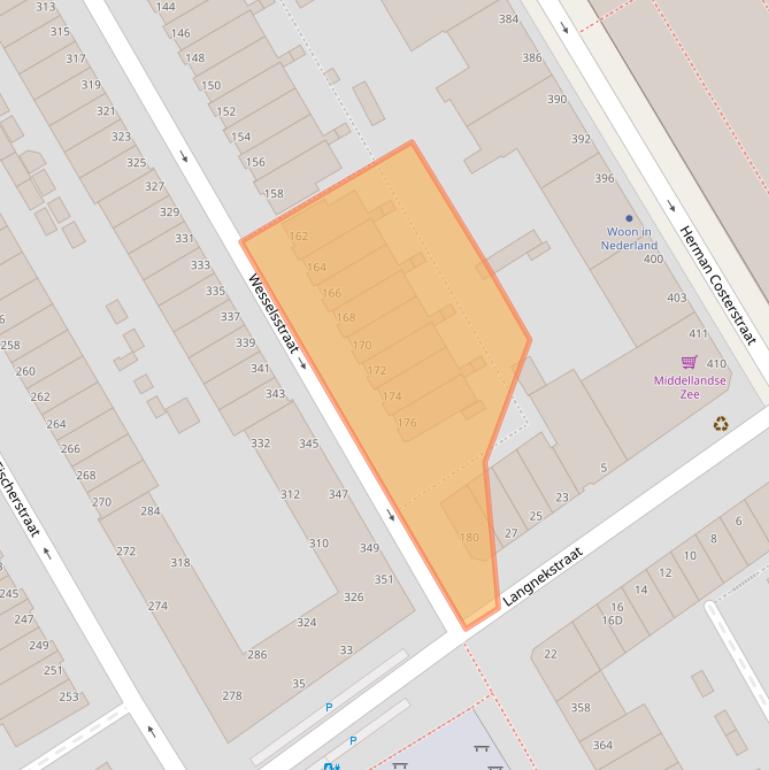 Kaart van postcodegebied 2572SL.