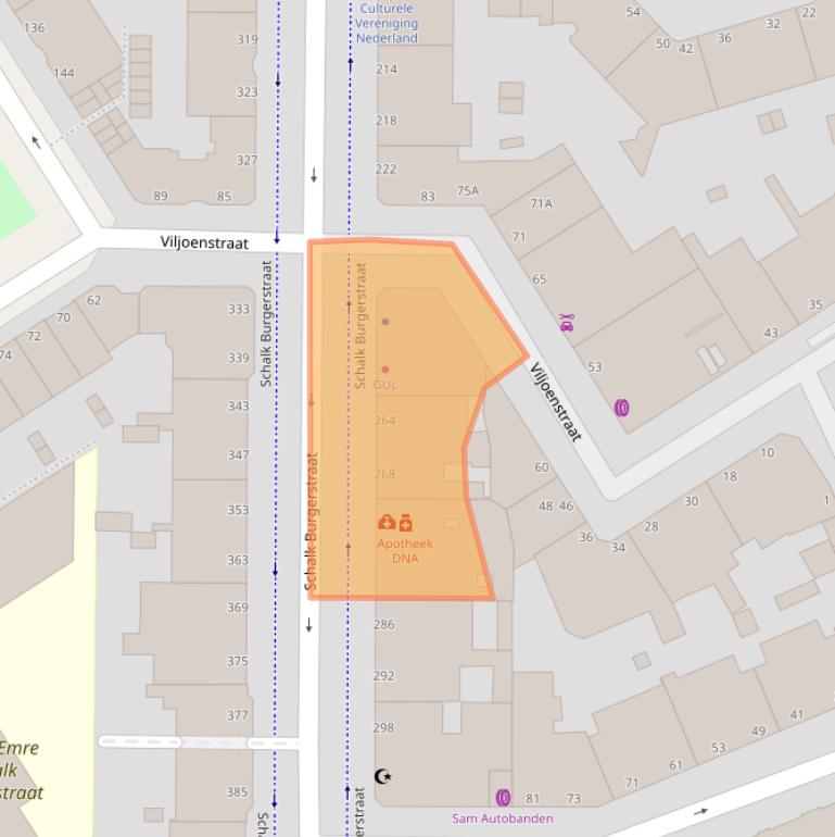 Kaart van postcodegebied 2572TE.