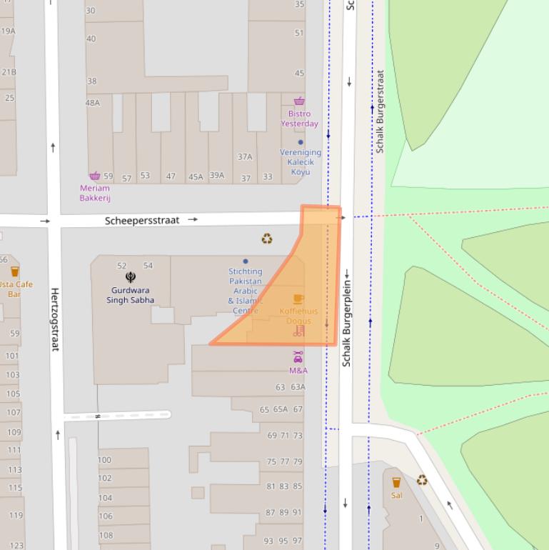 Kaart van postcodegebied 2572TM.