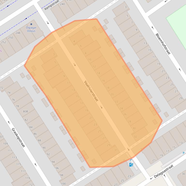 Kaart van postcodegebied 2572VJ.