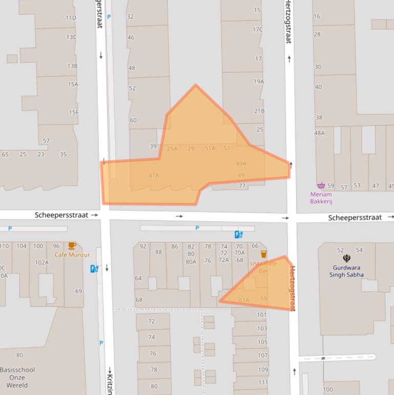 Kaart van postcodegebied 2572VT.