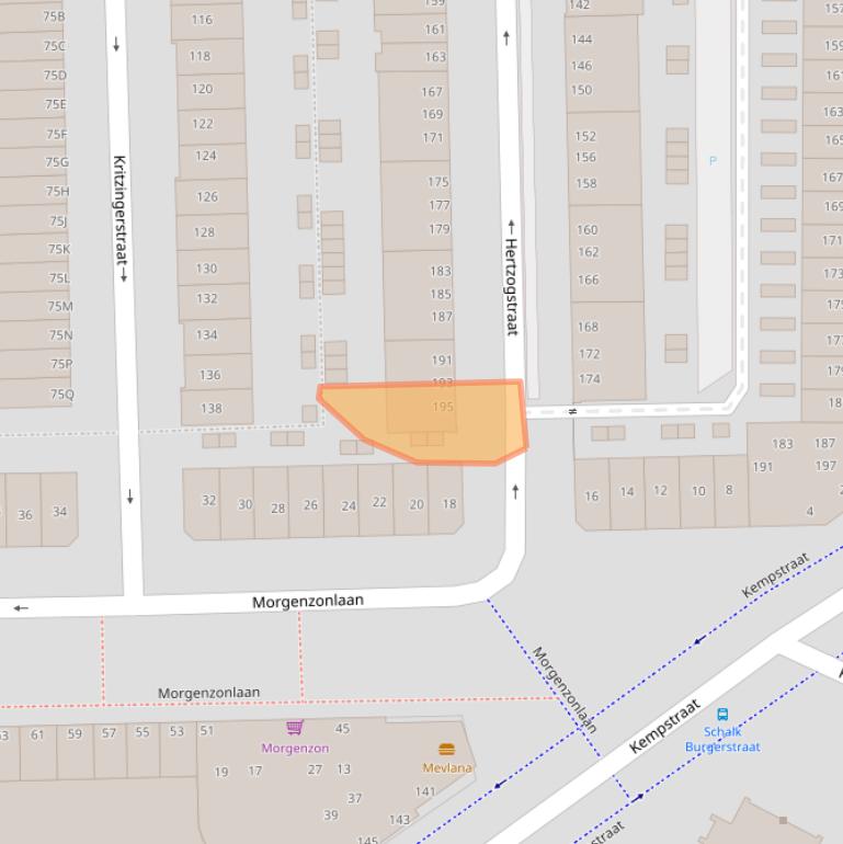 Kaart van postcodegebied 2572VX.