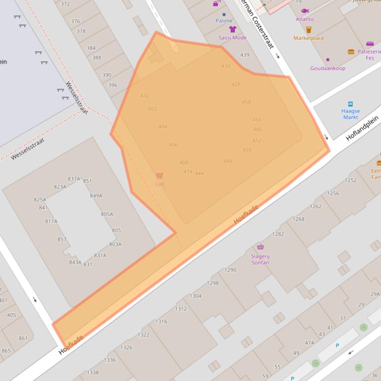 Kaart van postcodegebied 2572WC.