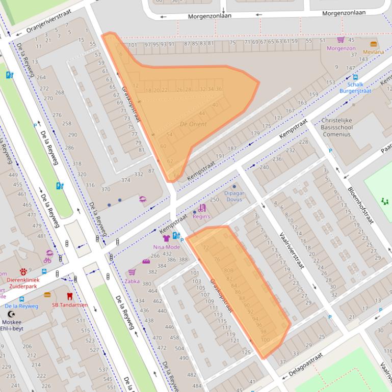 Kaart van postcodegebied 2572WX.