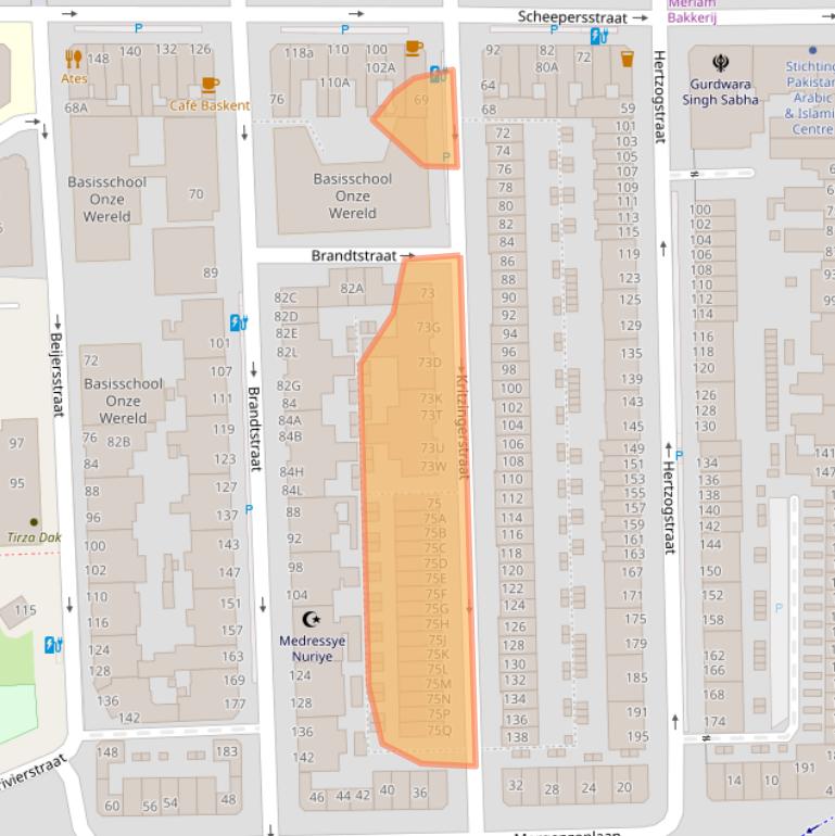 Kaart van postcodegebied 2572XL.
