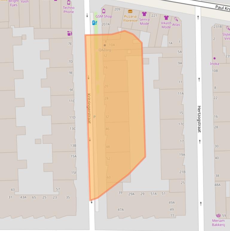 Kaart van postcodegebied 2572XR.