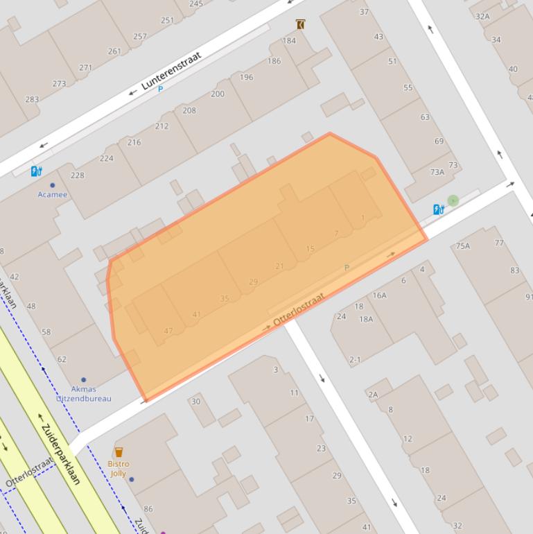 Kaart van postcodegebied 2573AT.