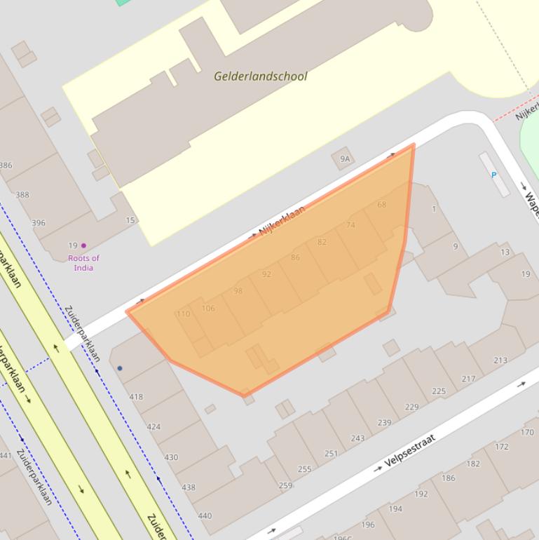 Kaart van postcodegebied 2573BD.