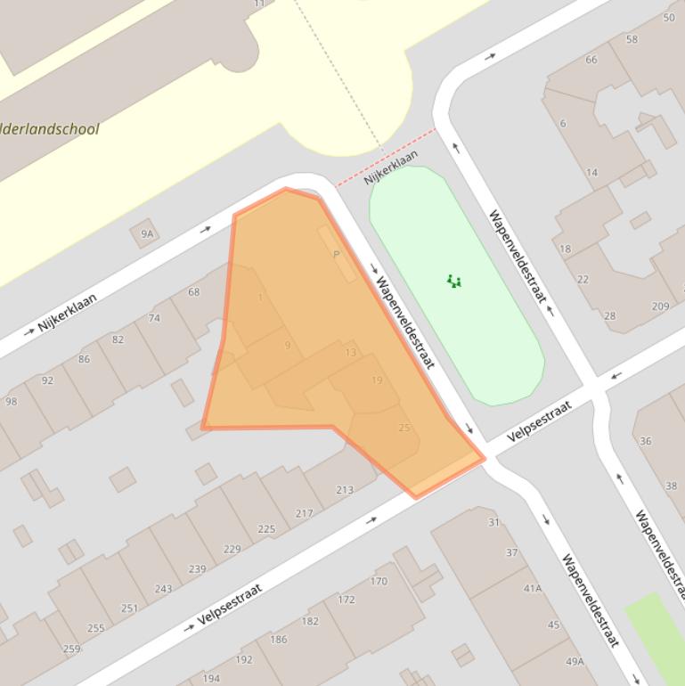 Kaart van postcodegebied 2573BE.