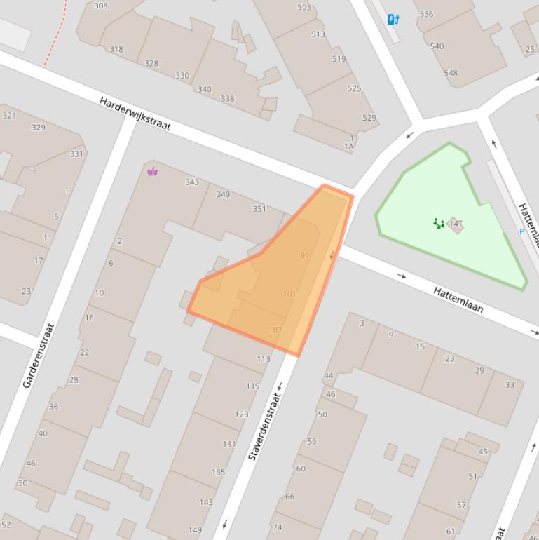 Kaart van postcodegebied 2573DB.