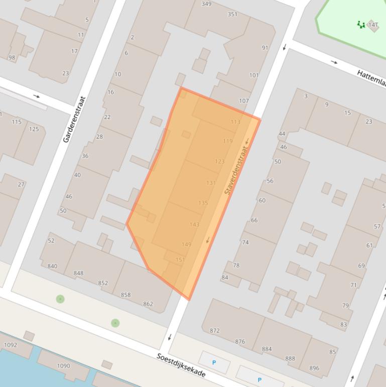 Kaart van postcodegebied 2573DC.